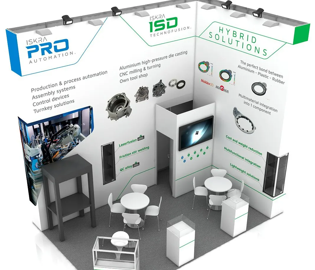 3d render of trade booth design - Iskra ISD